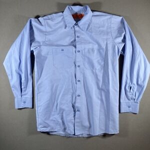 Red Kap Long Sleeve Shirt Mechanic Button Up‎ Blue Mens Size Medium Work